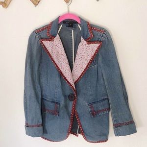 Vintage Marc Jacobs Denim Blazer Floral Lining 8